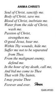 Anima Christi Prayer Card | Gannon's Prayer Card Co.