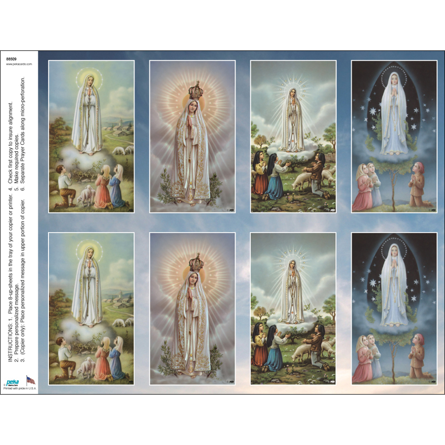 Our Lady of Fatima Classic 8-up Prayer Cards | Gannon's Prayer